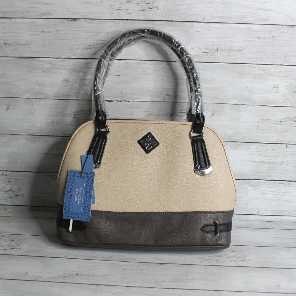 Simply Vera Wang Women's Handbag Purse Beige Brown Black Satchel